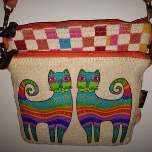 Laurel Burch "Prisma" crossbody bag cats colorful cheerful clean <copy>